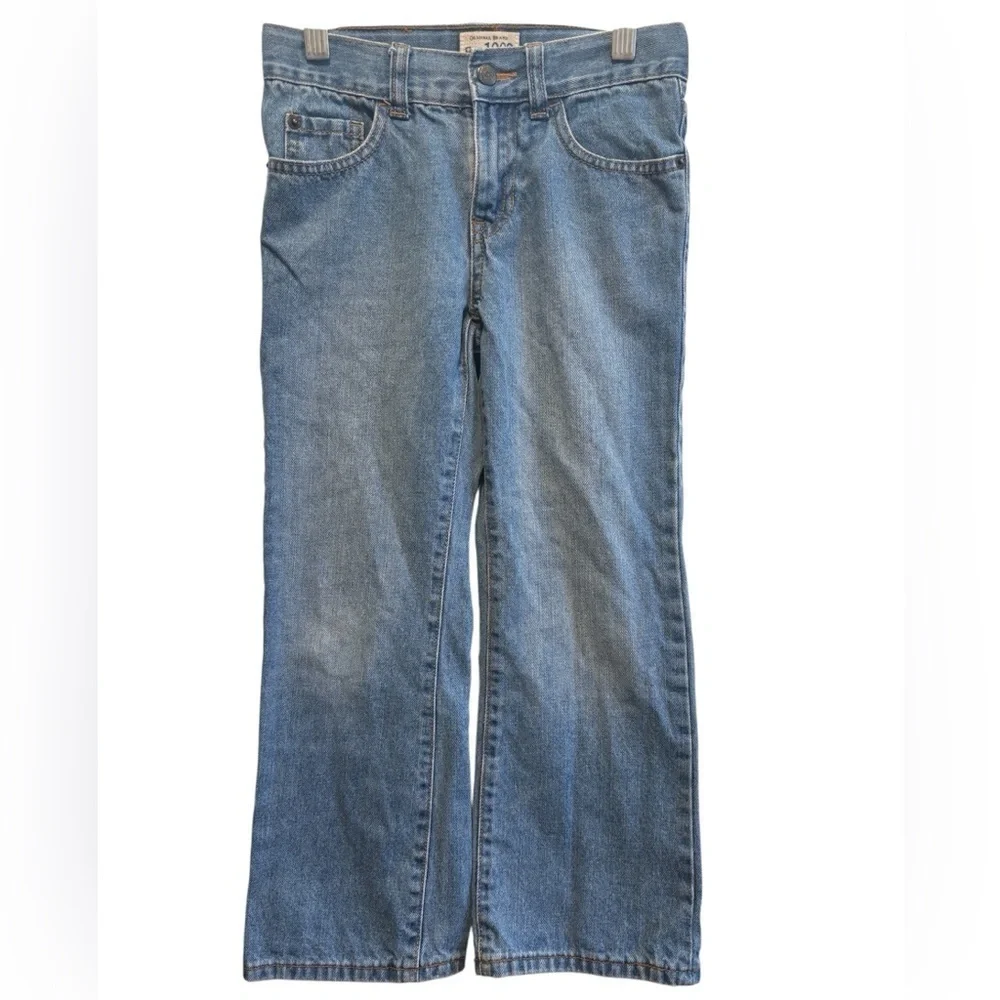 The Children’s Place Light Wash Denim Bootcut With Adjustable Waist Tabs- Size 7